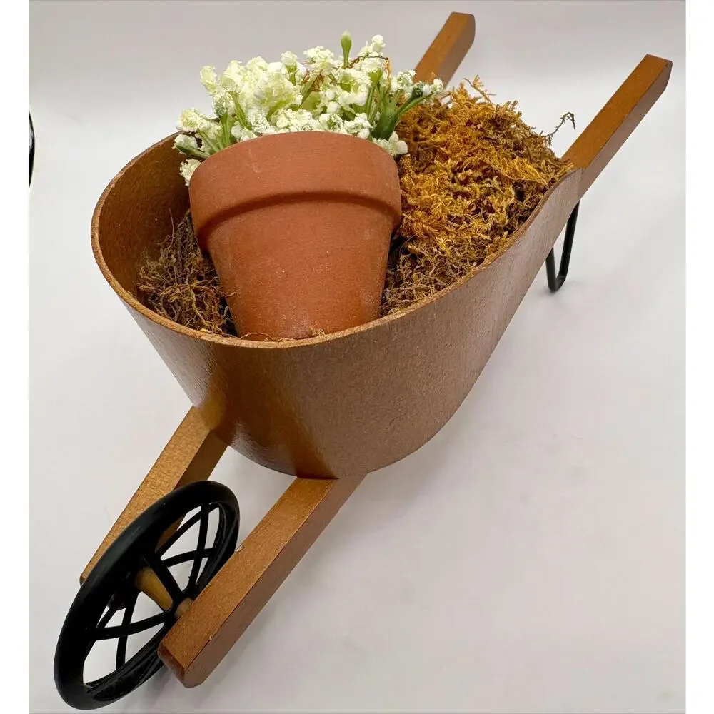 Byers Choice Wheelbarrow With Flower Pot